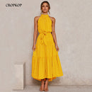 Summer Long Dress Polka Dot Casual Dresses Black Sexy Halter Strapless New 2021 Yellow Sundress Vacation Clothes For Women