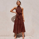 Summer Long Dress Polka Dot Casual Dresses Black Sexy Halter Strapless New 2021 Yellow Sundress Vacation Clothes For Women