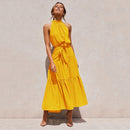 Summer Long Dress Polka Dot Casual Dresses Black Sexy Halter Strapless New 2021 Yellow Sundress Vacation Clothes For Women