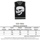 Rapcopter Y2K Pullover Skulls Pullover V-Ausschnitt Strickwaren Lose Lässige Strickoberteile Damen Streetwear Retro Tops Blau 2020 Herbst