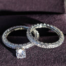 925 Sterling Silber Luxus mutige große Eheringe Set für Braut Frauen Verlobung afrikanischen Finger Weihnachtsgeschenk Schmuck R4428