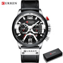 CURREN Lässige Sportuhren für Herren Blau Top-Marke Luxus Militär Leder Armbanduhr Mann Uhr Mode Chronograph Armbanduhr