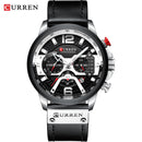 CURREN Lässige Sportuhren für Herren Blau Top-Marke Luxus Militär Leder Armbanduhr Mann Uhr Mode Chronograph Armbanduhr