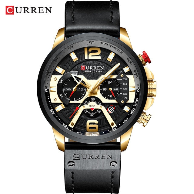 CURREN Lässige Sportuhren für Herren Blau Top-Marke Luxus Militär Leder Armbanduhr Mann Uhr Mode Chronograph Armbanduhr