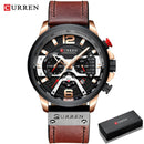 CURREN Lässige Sportuhren für Herren Blau Top-Marke Luxus Militär Leder Armbanduhr Mann Uhr Mode Chronograph Armbanduhr