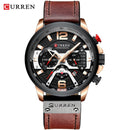 CURREN Lässige Sportuhren für Herren Blau Top-Marke Luxus Militär Leder Armbanduhr Mann Uhr Mode Chronograph Armbanduhr