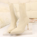 SEGGNICE Sexy Socken Stiefel Stricken Stretch Stiefel High Heels Für Frauen Mode Schuhe 2021 Frühling Herbst Stiefeletten Booties Weiblich