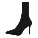 SEGGNICE Sexy Socken Stiefel Stricken Stretch Stiefel High Heels Für Frauen Mode Schuhe 2021 Frühling Herbst Stiefeletten Booties Weiblich