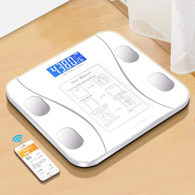 Körperfettwaage Intelligente drahtlose digitale Badezimmer-Gewichtswaage Körperanalysewaage mit Smartphone-App Bluetooth-kompatibel