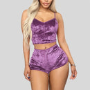 WENYUJH 2020 Frauen 2 stücke Samt Nachtwäsche Sexy Spaghettibügel Samt Shorts Pyjama Set Damen Nachtwäsche weibliche Pyjama Party Set