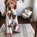 2 Pecs Anzug Sommer Trainingsanzug Sets Damen Outfits Boho Beach Style Print Unterwäsche Lose Hose mit weitem Bein Ropa Mujer Подходить Neu