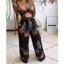 2 Pecs Anzug Sommer Trainingsanzug Sets Damen Outfits Boho Beach Style Print Unterwäsche Lose Hose mit weitem Bein Ropa Mujer Подходить Neu