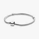 Charms 925 Sterling Silber Armband Herz T-Bar Manschette Kette funkelnde blaue Scheibenverschluss Schlangenkette Armband Damen Schmuck