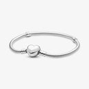 Charms 925 Sterling Silber Armband Herz T-Bar Manschette Kette funkelnde blaue Scheibenverschluss Schlangenkette Armband Damen Schmuck