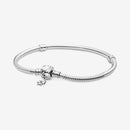 Charms 925 Sterling Silber Armband Herz T-Bar Manschette Kette funkelnde blaue Scheibenverschluss Schlangenkette Armband Damen Schmuck