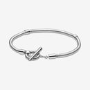 Charms 925 Sterling Silber Armband Herz T-Bar Manschette Kette funkelnde blaue Scheibenverschluss Schlangenkette Armband Damen Schmuck