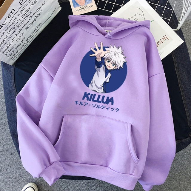 2021 caliente Anime japonés Manga Kawaii Hunter X Hunter sudaderas con capucha hombres/mujeres sudadera de manga corta Killua Zoldyck Hoddie para adolescentes