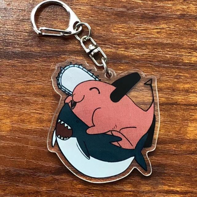 Anime Chainsaw Man Pochita Keychain Cartoon Props Unisex Acrylic Keyring Pendant