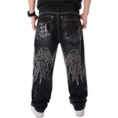 Männer Street Dance Hiphop Jeans Mode Stickerei Schwarz Loose Board Denim Hosen Insgesamt Männliche Rap Hip Hop Jeans Plus Größe 30-46