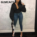 Frauen-langes Laternen-Hülsen-Knopf-Hemd Elegante schicke Tunika-Blusen-Oberteile