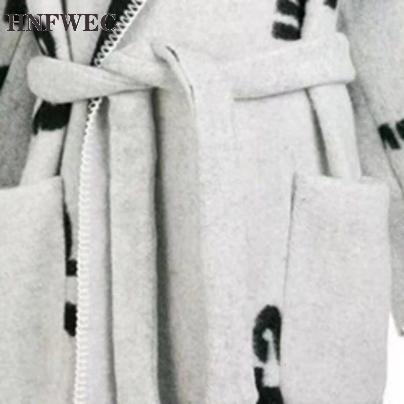 2021 winter new double-sided cashmere coat female black and white letters with long blanket coat L166