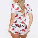 Sexy Women Deep V-neck Bodycon Sleepwear Jumpsuit Bodysuit Shorts Romper Bodysuit Leotard Long Sleeve Print Button Bodysuit New