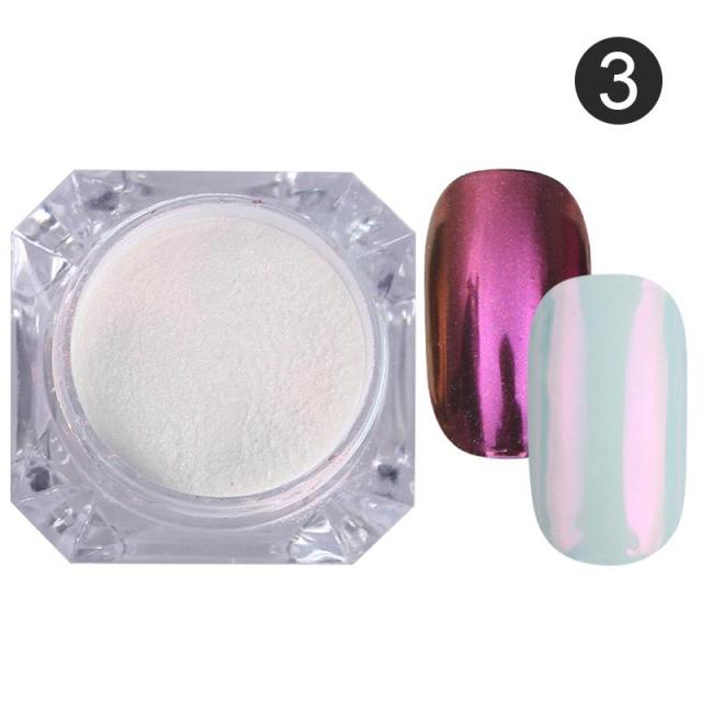 1 caja de polvo de purpurina de espejo de doble Color para uñas