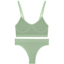 Damen-BH-Set, sexy Dessous, weibliche Unterwäsche, Bralette, gerippte Oberteile, Mädchen, Mode, Büstenhalter, Basic, dehnbar, Crop-Tops, Anzug