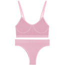 Damen-BH-Set, sexy Dessous, weibliche Unterwäsche, Bralette, gerippte Oberteile, Mädchen, Mode, Büstenhalter, Basic, dehnbar, Crop-Tops, Anzug