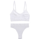 Damen-BH-Set, sexy Dessous, weibliche Unterwäsche, Bralette, gerippte Oberteile, Mädchen, Mode, Büstenhalter, Basic, dehnbar, Crop-Tops, Anzug