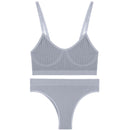 Damen-BH-Set, sexy Dessous, weibliche Unterwäsche, Bralette, gerippte Oberteile, Mädchen, Mode, Büstenhalter, Basic, dehnbar, Crop-Tops, Anzug