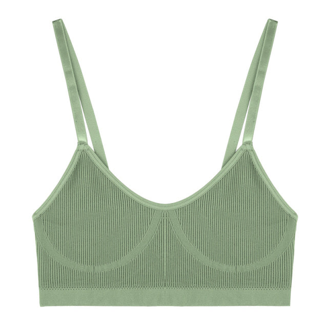 Damen-BH-Set, sexy Dessous, weibliche Unterwäsche, Bralette, gerippte Oberteile, Mädchen, Mode, Büstenhalter, Basic, dehnbar, Crop-Tops, Anzug