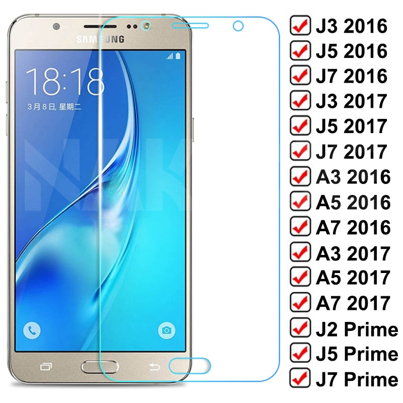Vidrio protector 9D para Samsung Galaxy S7 A3 A5 A7 J3 J5 J7 2016 2017 J2 J4 J7 Core J5 Prime vidrio protector de pantalla templado