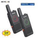 RETEVIS RT618 Mini Walkie Talkie Dual PTT Walkie-Talkie PMR 446 Tragbares Funkgerät Walkie-Talkies 2 Stück Hotel Restaurant FRS
