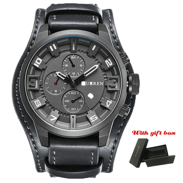 CURREN Top Brand Luxury Mens Watches Male Clocks Date Sport Military Clock Leather Strap Quartz Business Men Watch Gift 8225