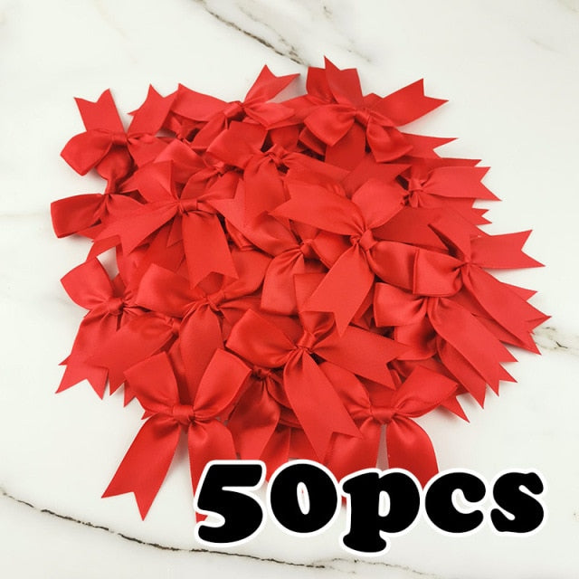 (50 unids/pack) 85*85mm lazos de cinta rosa fresca tamaño pequeño lazo de cinta de satén flor artesanía decoración trabajo hecho a mano DIY decoración de fiesta