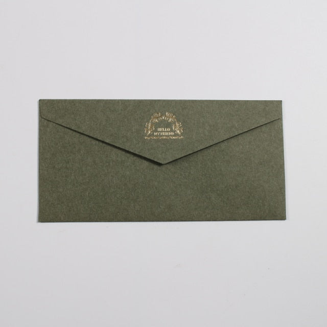 5pcs/lot Vintage Gold Envelopes for Invitations Kraft Paper Gift Card Window Envelope Wedding Letter Set Mailer Stationery