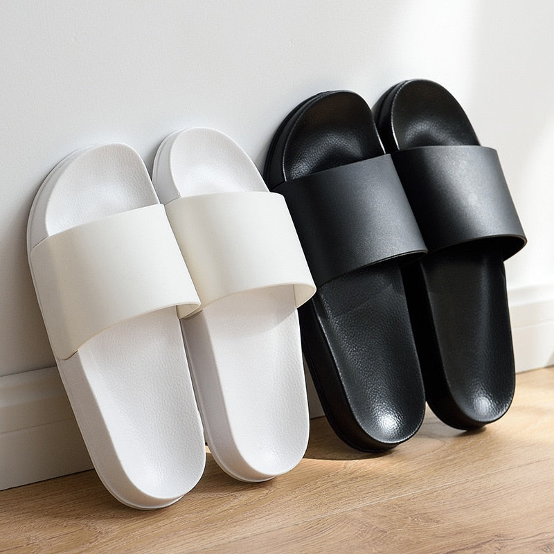 Summer Home Herren Hausschuhe Einfache Schwarz Weiß Liebhaber Schuhe Rutschfeste Badelatschen Flip Flops Indoor Damen Plateau Hausschuhe