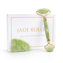 Natürlicher Rosenquarz Jade Roller Gua Sha Set Gesichtskörpermassagegerät Roller Jade Stone Massage Set Face Lifting Beauty Massage Tool