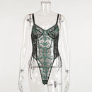 Yimunancy Blumenstickerei-Spitzen-Bodysuit Frauen-Schnür-transparenter dünner Bodysuit 2020 Damen-Teddies-Bodsyuit-Körper-Femme
