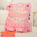 3/4-stöckiges Kinder-Bücherregal für kleine Kinder, Kindergarten, Spielzeug, Schreibwaren, Aufbewahrung, Bücher, Regale mit 2 Aufbewahrungsboxen