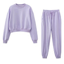 Neues Design 2021 Damenmode Sweatshirt Sets Casual Frühling Sommer Crop Top Hosenanzug Baumwolle