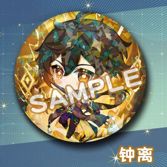 Genshin Impact Cosplay Badge Ganyu Albedo Paimon Tartaglia ZhongLi Diona Barbara Brooch Pin Gifts