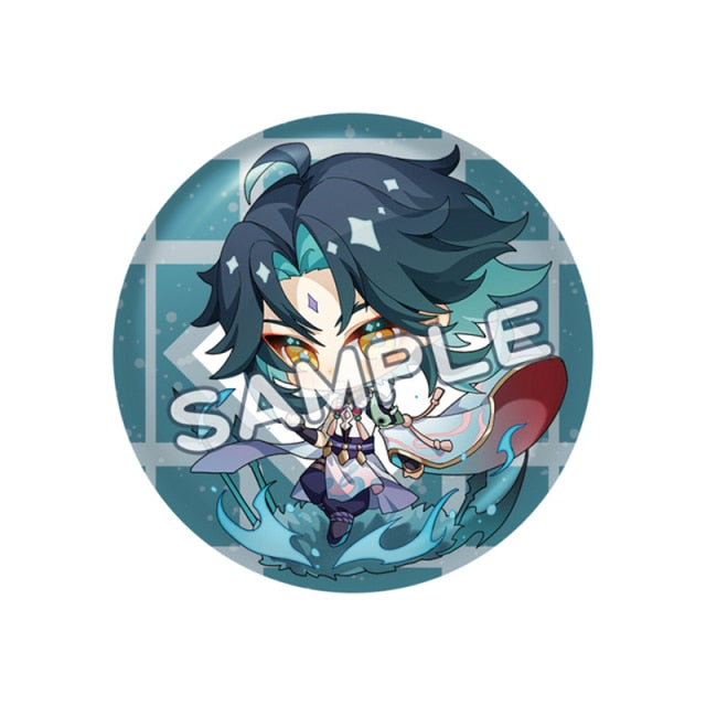 Genshin Impact Cosplay Badge Ganyu Albedo Paimon Tartaglia ZhongLi Diona Barbara Brooch Pin Gifts