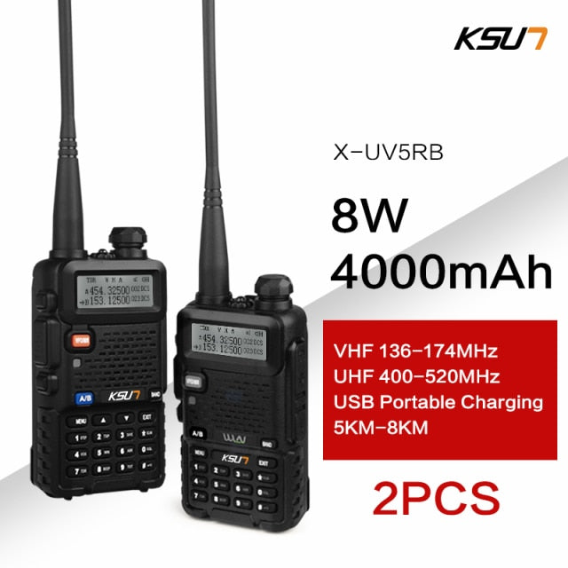1 Or 2PC  KSUN 8W Walkie Talkie Long Range VHF UHF Dual Band Two Way Radio Station VOX Communicator HF Transceiver Walkie-talkie