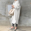 ZANZEA Plus Size Damen Sommer Sommerkleid Elegant Langes Hemdkleid Revers Hals Langarm Solide Vestido Lässige Lose Arbeitskleider