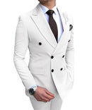 2020 New Beige Herren Anzug 2 Stück Zweireiher Kerb Revers Flach Slim Fit Casual Smoking für Hochzeit (Blazer + Hose)
