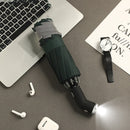 Automatischer Regenschirm mit reflektierendem Streifen, umgekehrter LED-Lichtschirm, drei zusammenklappbar, umgekehrt, 10 Rippen, winddicht, für Reisen