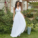 Königsblaues Brautjungfernkleid Plus Size Ever Pretty A-Linie V-Ausschnitt Chiffon Elegantes rosa langes Kleid für Hochzeitsfeier für Frau 2021