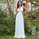 Königsblaues Brautjungfernkleid Plus Size Ever Pretty A-Linie V-Ausschnitt Chiffon Elegantes rosa langes Kleid für Hochzeitsfeier für Frau 2021